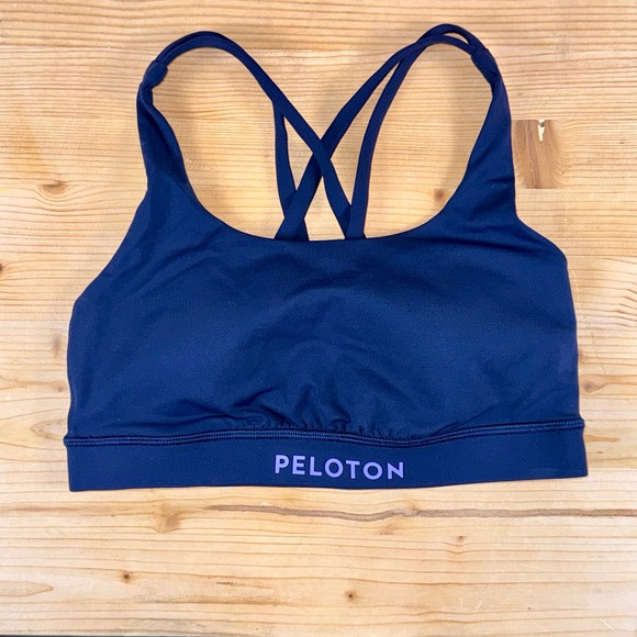 Peloton Navy Strappy Sports Bra Size 4 | Criss Cross‎ Back, Built-In Support - Picture 1 of 5